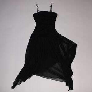 Y2K XOXO Collection Black Fairy Double Lined Midi Dress With Runching Size S